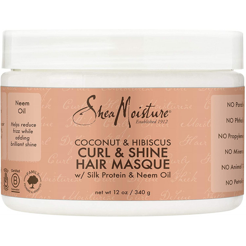 Shea Moisture Curl Shine Hair Masque 340gr. 12oz. Coconut,Hibiscus