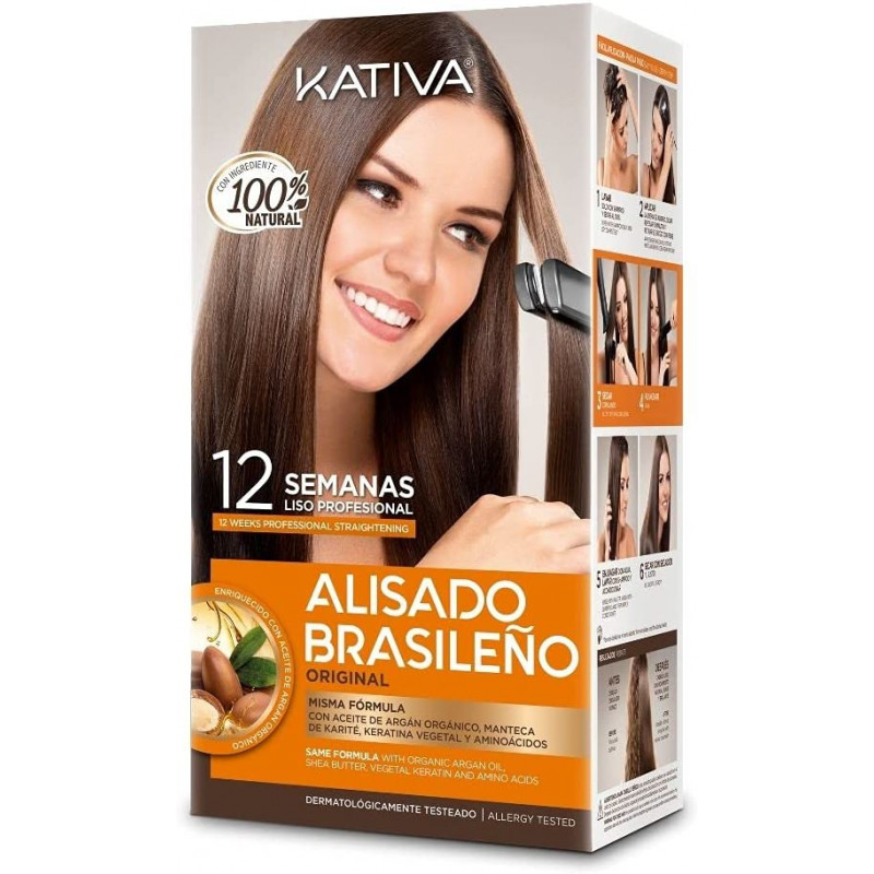 KATIVA  KIT ALISADO BRASILEÑO NATURAL BRAZILIAN STRAIGHTENING con Aceite de Argán Organico