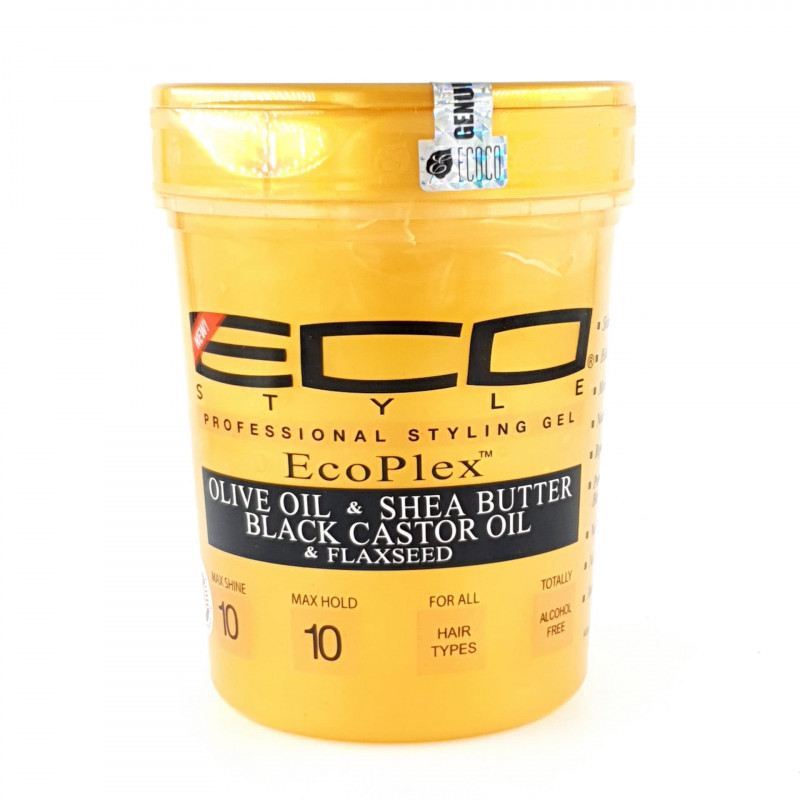 ECO STYLER ECOPLEX OLIVE OIL - SHEA BUTTER -  BLACK CASTOR OIL FLAXSEED 473ml.16oz. Max. Hold 10 Alcohol Free
