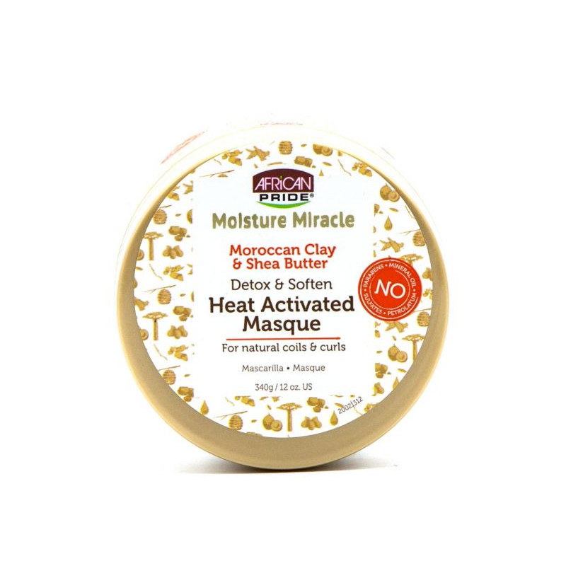 African Pride Moisture Miracle Heat Activaded Masque 340gr. 12oz. Moroccan Clay Shea Butter