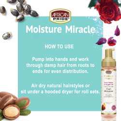 African Pride Moisture Miracle Curl Mousse 251ml. 8.5oz. Rose Water Argan Oil
