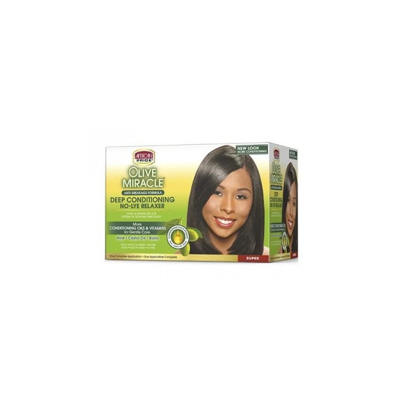 African Pride Olive Miracle Deep Conditioner Anti-Breakage Relaxer Kit Super