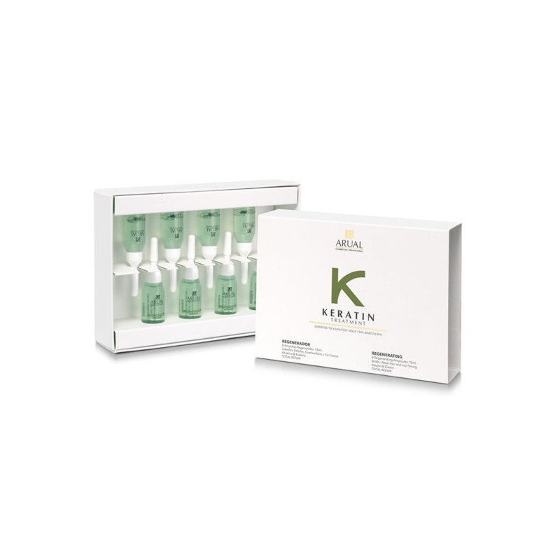 ARUAL KERATIN TREATMENT Regenerador 8 ampollas, Tratamiento Débiles, Quebradizos y Sin Fuerza