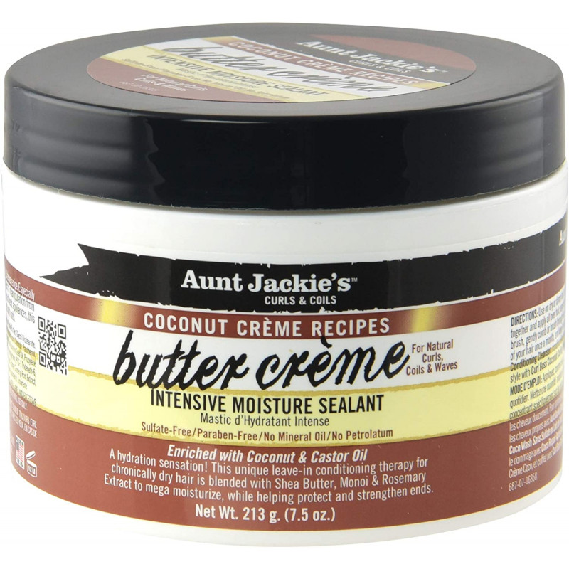 AUNT JACKIE's BUTTER CREME 213gr. 7.5oz. Curls Coils Intensive Moisture Sealant Coconut Creme Recipes