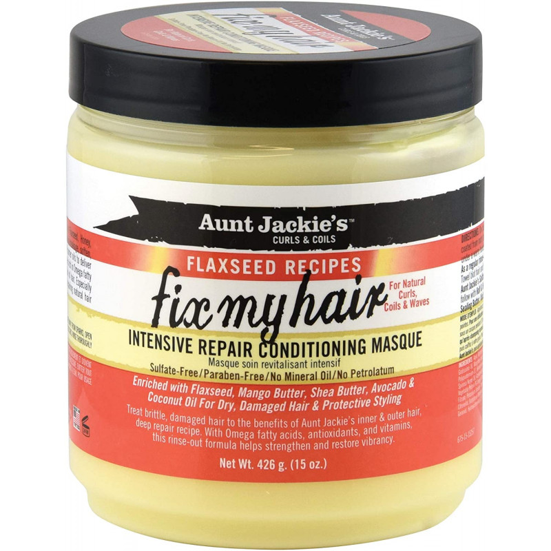 AUNT JACKIE'S FIX MY HAIR 426gr. 15oz. FLAXSEED RECIPES Intensive Repair Conditioning Masque