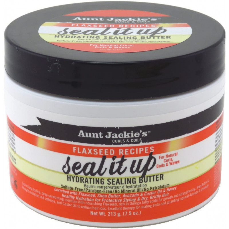 AUNT JACKIE'S SEAL IT UP 213gr. 7.5oz. FLAXSEED RECIPES Hydrating Sealing Butter