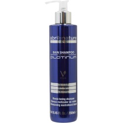 ABRILetNATURE PLATINUM SHAMPOO 250ML. matizador para cabello rubio y canas. Anti-amarillos