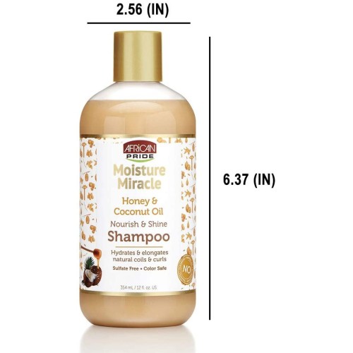 African Pride Moisture Miracle Shampoo Honey,Coco 354ml. 12oz.  Nourish Shine