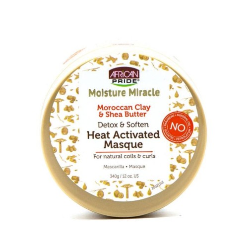 African Pride Moisture Miracle Heat Activaded Masque 340gr. 12oz. Moroccan Clay Shea Butter